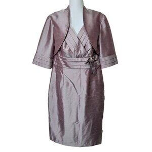 KM Collections by Milla Bell Dress Shrug Set Womens 8 Rose Gold Surplice Sheath